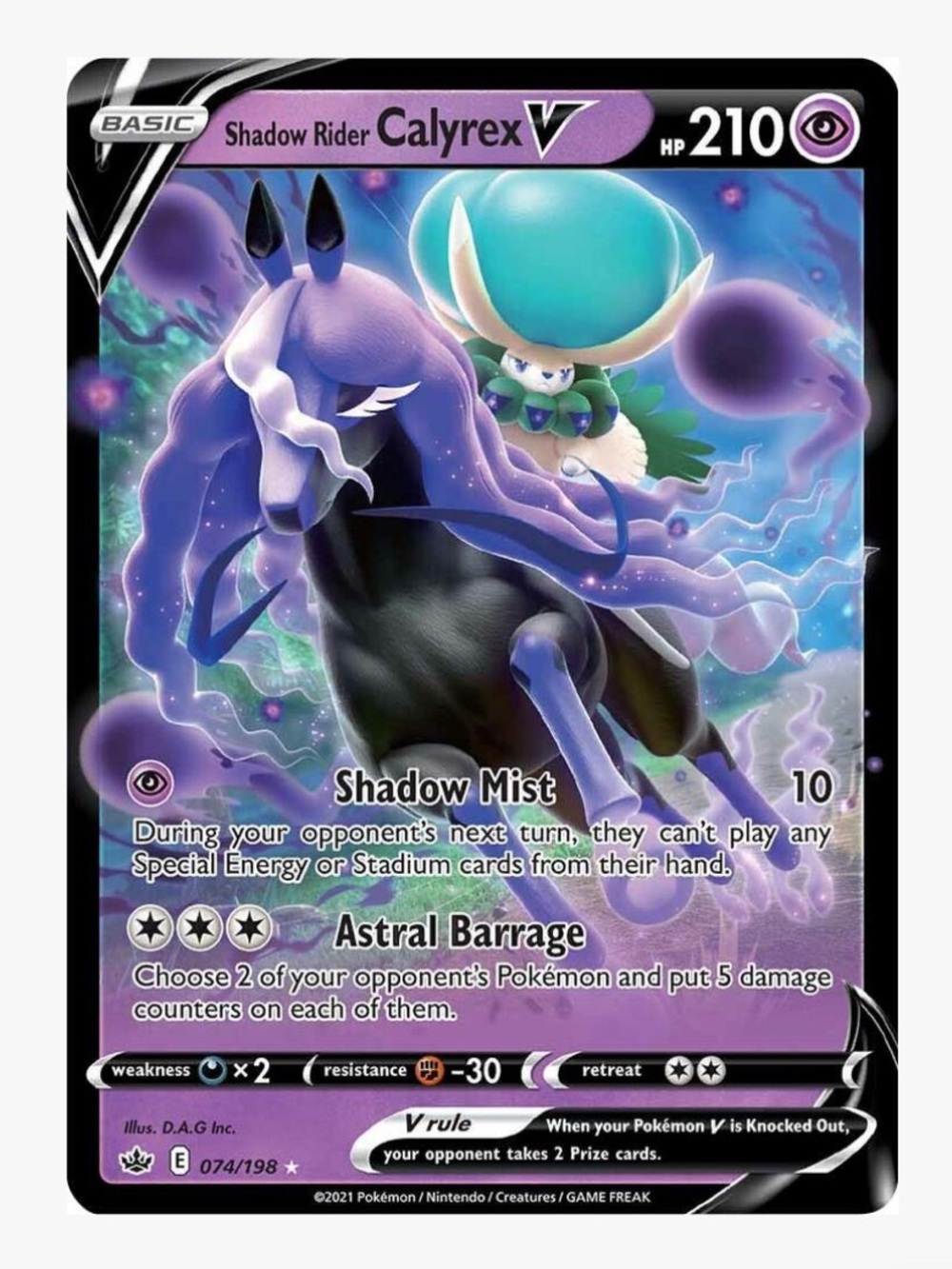 Shadow Rider Calyrex V SWSH06: Chilling Reign Pokemon Trading Card